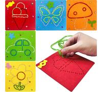 5Pcs Handmade Felt Fabric Sewing Kit, First Sewing Kit for Ages 5-12 First for Girls Boys, Threading Toys Fine Motor Skill Busy Board for Help Enhance Their Creativity and Imagination