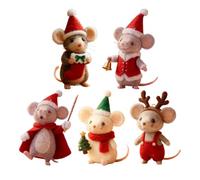 5pcs Handmade Felt Mice Ornament, Felt Mouse Christmas Decorations, Fashionable Mouse Collectible, White Mice Animal Figurines, Tabletop Present For Holiday Home Party Decoration