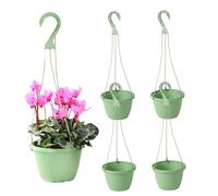 5Pcs Hanging Baskets Plastic Flower Pot Wall Hanging Planters Plant Holder with Hook for Garden Indoor Outdoor Plant Green