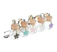 5pcs Hanging Daisy Empty Perfume Bottle Car Aroma Diffuser Pendant | Wood Metal Glass Build, Look, Rearview Mirror Decor, Includes Hanging String for Liquid Fragrance