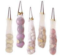 5Pcs Hanging Mesh Onion Storage Bags, Reusable Produce Bags for Garlic Potatoes Fruit Vegetables