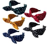 5Pcs Headbands for Women Adjustable Polka Dot Headband with Rabbit Ears, Lightweight & Comfortable Vintage Wide Bunny Hairband for Christmas, Birthday, Party