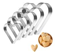 5PCS Heart Shape Cookie Cutter Set, Stainless Steel Heart Cookie Cutter, 5 Size Love Shaped Biscuit Mold for Cake and Sandwich, Love Shape Cookie-Cutters for Valentine's Day (1.4"/1.8"/2.2"/2.7"/3.1")
