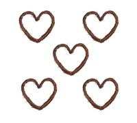 5pcs Heart Shaped Rattan Wreath Pendant Brown for Christmas Tree