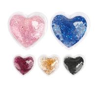 5pcs Heart Shaped Reusable Gel Eye Pads for Hot and Cold Therapy | Gel and PVC Build, Glitter Design, Daily Eye Care and Postnightout Use for Women
