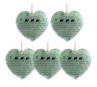 5PCS Heartfelt Elephant Sisterhood Keepsake - Inspirational Friendship Keepsake Ornament with Sea Glass Effect Acrylic Heart, Christmas Hanging Decoration & Sentimental Gift for Sisters Friends Women