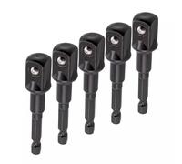 5pcs Heavy Duty Impact Grade Drill Extension Adapter 1/4" Inch Hex to 1/2" Inch Socket Drill Bit Adapter Cr-V Steel Set - 3" Inch Long