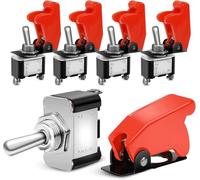 5pcs Heavy Duty Rocker Toggle Switch 12V 20A Red Cover SPST ON/Off 2Pin Racing Auto Car ATV UTV Golf Cart Truck Boat