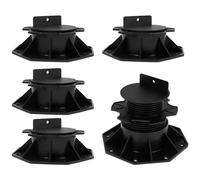 5Pcs Height Adjustable Deck Support Pedestals, Plastic Floor Lift Base, Shed Base, Riser Bearing Support, Sturdy Floor Supports Lift Bearing Set for Wood, WPC, Aluminum