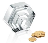 5PCS Hexagon Cookie Cutter Set, Stainless Steel Hexagon Shapes Biscuits Cookie Cutter, 5 Sizes Geometric Biscuit Cutters for Biscuits, Cake and Sandwiches Shapes (3.66/3.27/2.95/2.13/1.38 Inch)