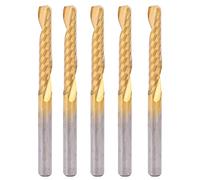 5Pcs High Speed Steel Single Flute Spiral Engraving CNC End Mill Bit Milling Cutter 4x25x50mm for Aluminum Brass Copper Non Ferrous Metals Machining