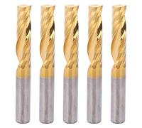 5PCS High Speed Steel Spiral Router Bits Set, CNC End Mill Milling Cutter, Coated Spiral End Mill for Aluminum Brass Copper, 6mm x 25mm x 50mm with Polished Cutting f
