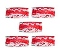 5Pcs High Visibility 25 Meter Plastic Chain - Red and White | 6MM Plastic Chain Barrier for Traffic Control and Parking Space Management (5)