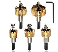 5pcs Hole Saw Set Hole Cutter 16/18.5/20/25/30mm HSS Metal Core Drill Bit Stainless Cobalt Opener Cutting Tool Alloy Silver Spring Design