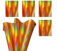 5Pcs Holographic Vinyl Fabric A5 Faux Leather Sheets Laser PU Leather Sheets Metallic Mirrored Crafts Fabric for DIY Crafts Bags Bows, Gold