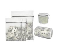 5PCS Honeycomb Mesh Laundry Bags for Delicates with Zipper, Clothing Washing Bags for Underwear, Lingerie, Bra, Blouse, Hosiery, Pants, Stocking, Socks, Extra Strong(1Bra, 1Cylin, 2S, 1M,)