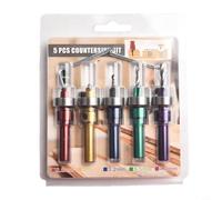 5Pcs HSS 4241 Countersink Drill Bit Set, Tapered Wood Drilling Bits with Adjustable Depth Stop for Pilot Holes, 2.8-4mm Quick Change Round Shank for Woodworking Screws