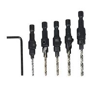 5pcs HSS Countersink Bits Set 1/4' Hex Shank Quick Change Taper Drill Bit for Woodworking Screws Carpentry Reamer Chamfer Milling Practical and Popular Durability
