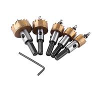 5Pcs HSS Drill Bit Hole Saw Set, Metalworking Cutter Tools with Hex Key, 16-30mm Hole Cutter for Thin Steel Sheet, Aluminum Alloy, Perfect for Installing Locks and Knobs