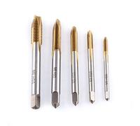 5pcs HSS Metric Thread Taps, M3 M4 M5 M6 M8 Metric Metal Hand Thread Taps High Speed Steel Titanium Plated HSS Screw Threading Tapping Tool