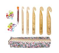 5Pcs Huge Crochet Hook Set, Jumbo Crochet Needles with Ergonomic Handle, Assorted Sizes 12mm to 25mm for T - Shirt Yarn Rug Scarf Weaving, Includes Storage Bag and