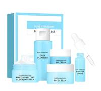 5PCS Hydrating Skincare Set,Hyaluronic Acid Mini Facial Kit,Moisturizing Skin Care Sets&Kits for Teenagers Girls with Cleansing Milk,Facial Cleanser,Serum,Eye Cream,Face Cream,Mild Travel Skincare Set