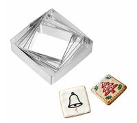 5PCS HYMC Square Cookie Cutter Set Geometric Shaped Cookie Cutters Stainless Steel Fondant Cutters Large Biscuit Cutters Metal Baking Cutter Molds for Pastry Sandwich