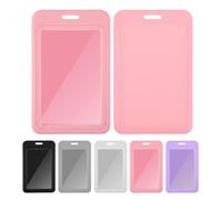 5PCS Id Card Holders, Hard Plastic Vertical Sliding Id Card Holder with Clear Window for Lanyard Office Workplace Access Key Cards (Multicolor)