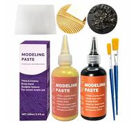 5PCS Include 3.4oz/100ml Black & Golden Thick Modeling Paste & Tools, Acrylic Medium for Painting, Thickness, Dimension Additive, Ideal for Wood, Canvas, Texture Paste Metallioc Sculpting Material