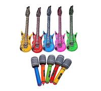 5Pcs Inflatable Guitar, 5Pcs Inflatable Microphone, Inflatable Props, Inflatable Instruments, Inflatable Party Props, Inflatable Instruments for Parties, for Adult Kid Party Props Decoration