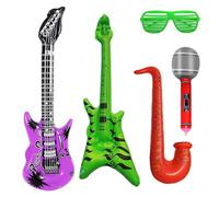 5pcs Inflatable Musical Instrument Set, Inflatable Party Props, Inflatable Guitar, Party Supplies, Rock Party Decorations, Photo Booth Props, Festival Cosplay