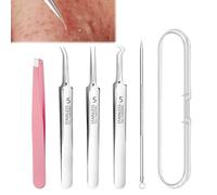 5PCS Ingrown Hair Tweezers,Professional Blackhead Remover Tool,Exquisite Blackhead Tweezers,Pink Eyelash Tweezers,Pointed Tweezers Suitable for Facial Care,Remove Pimple Blackhead Precision Tweezers