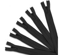 5Pcs Invisible Zip, 40CM/15.8Inch Zips for Sewing Nylon Zippers for Sewing Concealed Open Ended Zipper Sewing Accessories for Clothing Bags Pillow Covers Craft Projects (Black)
