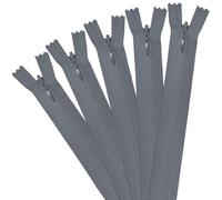 5Pcs Invisible Zip, 40cm/16 Inch Zip Nylon Zips for Sewing Concealed Invisible Zipper for Tailor Sewing Accessories Pillows Cushions Skirts Pants Clothes Bags (Light Gray)