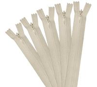 5Pcs Invisible Zip, 40cm/16 Inch Zip Nylon Zips for Sewing Concealed Invisible Zipper for Tailor Sewing Accessories Pillows Cushions Skirts Pants Clothes Bags (Light Beige)