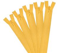 5Pcs Invisible Zip, 40cm/16 Inch Zip Nylon Zips for Sewing Concealed Invisible Zipper for Tailor Sewing Accessories Pillows Cushions Skirts Pants Clothes Bags (Yellow)