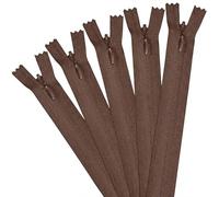 5Pcs Invisible Zip, 40cm/16 Inch Zip Nylon Zips for Sewing Concealed Invisible Zipper for Tailor Sewing Accessories Pillows Cushions Skirts Pants Clothes Bags (Brown)