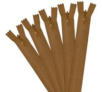 5Pcs Invisible Zip, 40cm/16 Inch Zip Nylon Zips for Sewing Concealed Invisible Zipper for Tailor Sewing Accessories Pillows Cushions Skirts Pants Clothes Bags (Light Brown)