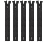 5PCS Invisible Zips, 16 Inch / 40cm Closed-Ended Concealed Zipper with Plastic Zip Fixer, Sewing Tools for Tailor, Craft, Dressmaking, Pillows, Cushions, Clothes, Bags(Black)