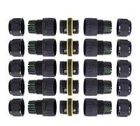 5PCS IP68 Connector 3 Pin Straight Through Outdoor Power Connector for 9-12mm Cables, Silicone Sealed Brass Contacts, UL94 - V2 Flame Retardant, for LED Street Lights an