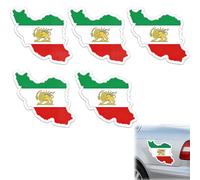 5Pcs Iran Flag with Lion Sticker, Multiple Sizes Iranian Flag Stickers with Iran Flag Lion & Sun Design, Long Lasting Outdoor Flag Car Stickers, for Cars Laptops Water Bottles Windows (B, 30cm)