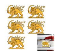 5Pcs Iran Flag with Lion Sticker, Multiple Sizes Iranian Flag Stickers with Iran Flag Lion & Sun Design, Long Lasting Outdoor Flag Car Stickers, for Cars Laptops Water Bottles Windows (01A, 20cm)