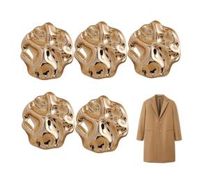 5Pcs Irregular Gold Sewing Button Metal Clothing Fastener for Dress Suit Blazer DIY Craft
