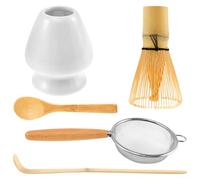 5Pcs Japanese Matcha Tea Set for Beginners, Bamboo Matcha Whisk Set, Matcha Making Starter Kit with Matcha Whisk Tea Scoop Whisk Holder Safe Bamboo Matchas Whisk Holder Set