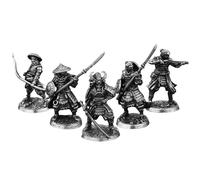 5pcs Japanese samurai figure shogun guard regiment mini soldier metal statue desktop decoration