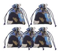5pcs Japanese Style Floral Butterfly Makeup Brush Drawstring Bag | Cloth Pouch, Lightweight Carry, Small Item Storage, Party Decorations, Birthdays, Elegant Black