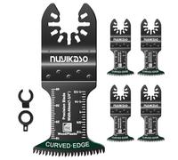 5Pcs Japanese Tooth Multi Tool Blade Set for Wood Plastic Extra Broad Reach Arc Edge Double-Row Oscillating Saw Blades Multitool Accessories Quick Release Compatible with Bosch Fein Ryobi Makita