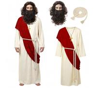 5PCS Jesus Costume Adult Men Biblical Christ Robe Religious Saint Outfit