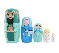 5Pcs Jesus Nesting Dolls Set,Wooden Matryoshka Dolls for Kids,Jesus Stacking Nested Doll, Handmade Wooden Holy Family Russian Nativity Figurines for Home Decoration