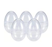 5PCS Jumbo Plastic Easter Eggs Fillable Large Clear Easter Egg Shells for Egg Hunt Basket Fillers Bulk Toys Candy Containers DIY Crafts Parties